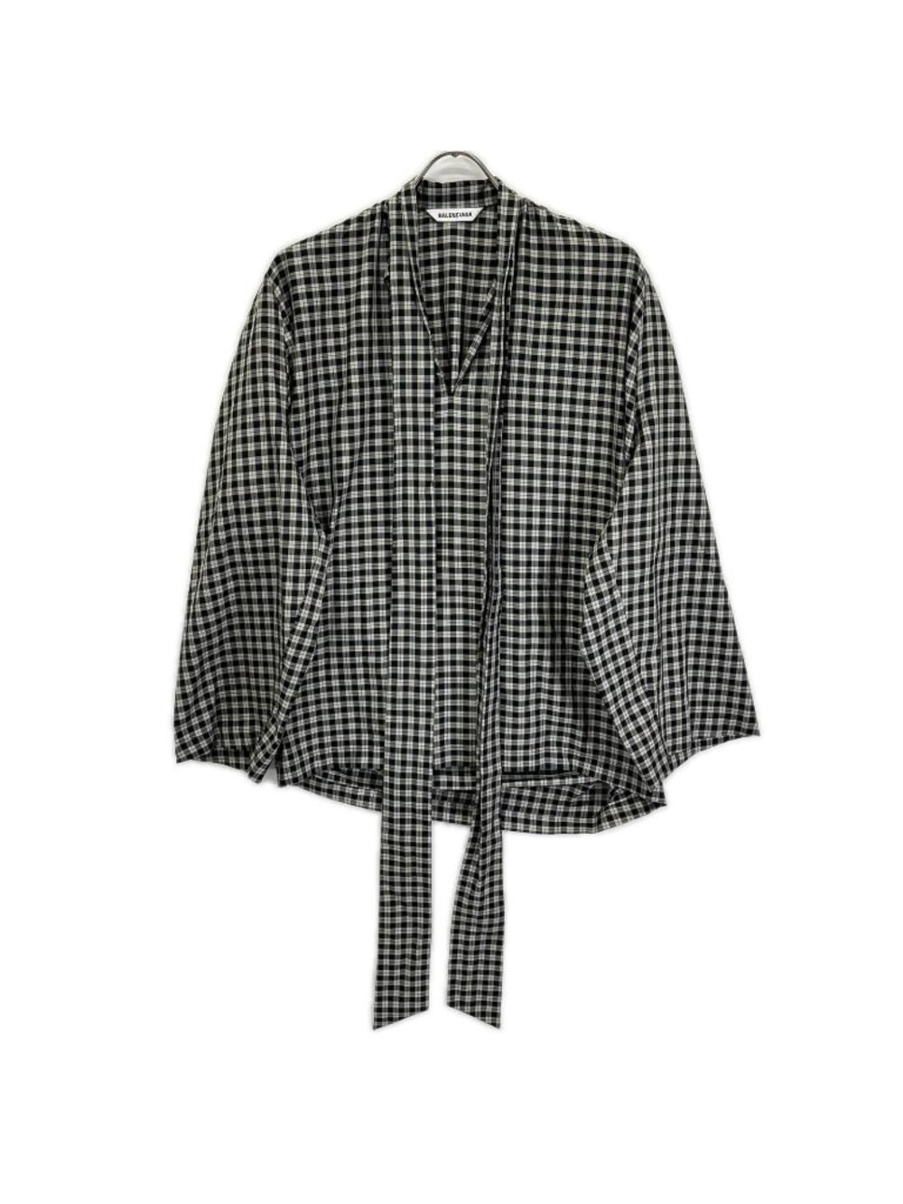 Balenciaga Check Bow Tie Long Sleeve Shirt 32 Blouse